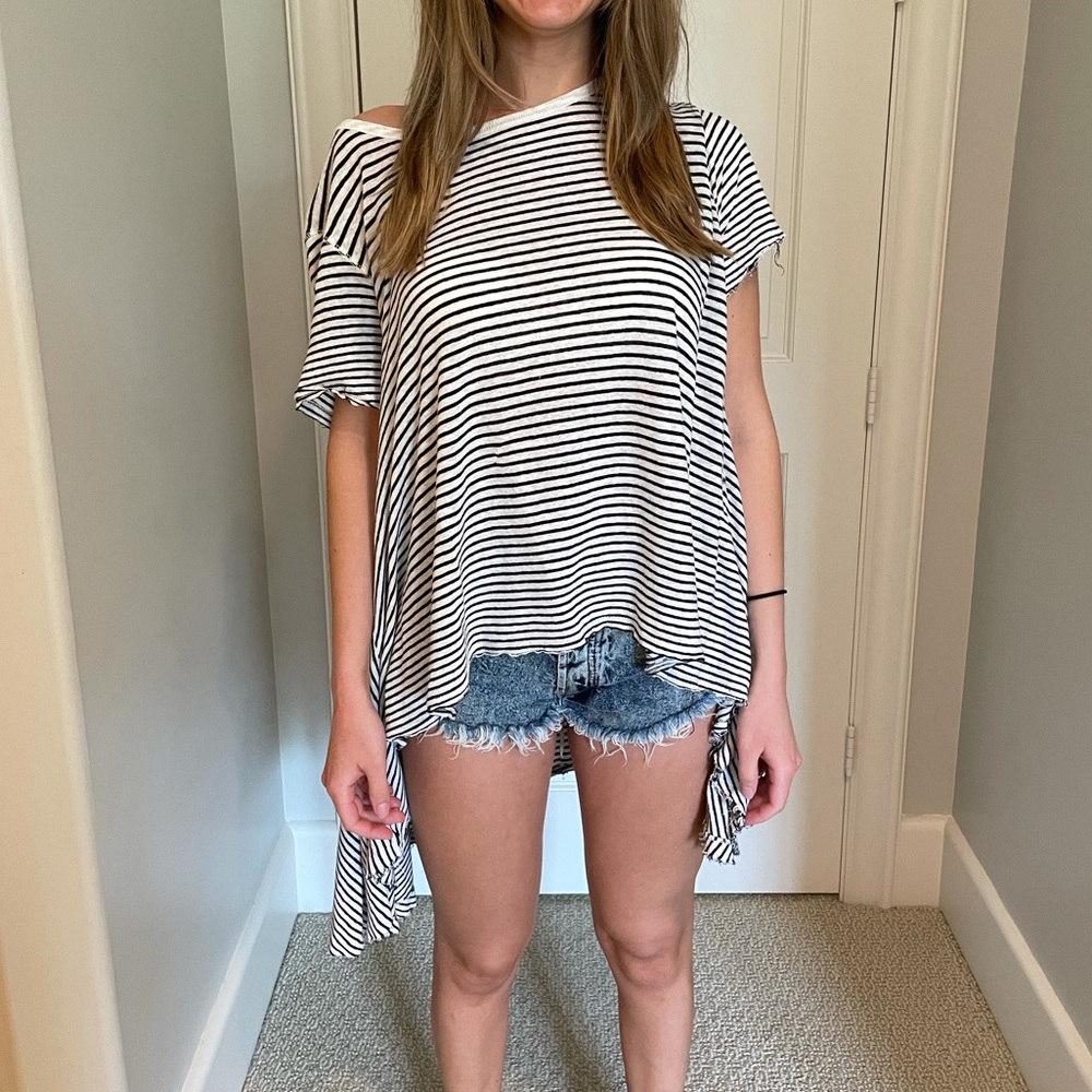 Free People Hi-Low Striped Top